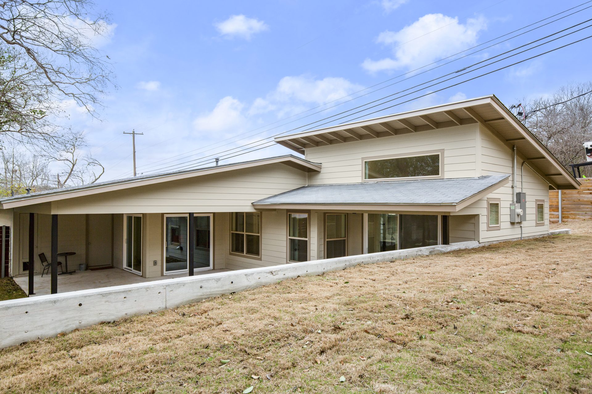 South Congress home addition, full exterior with new second-story addition, Austin, TX