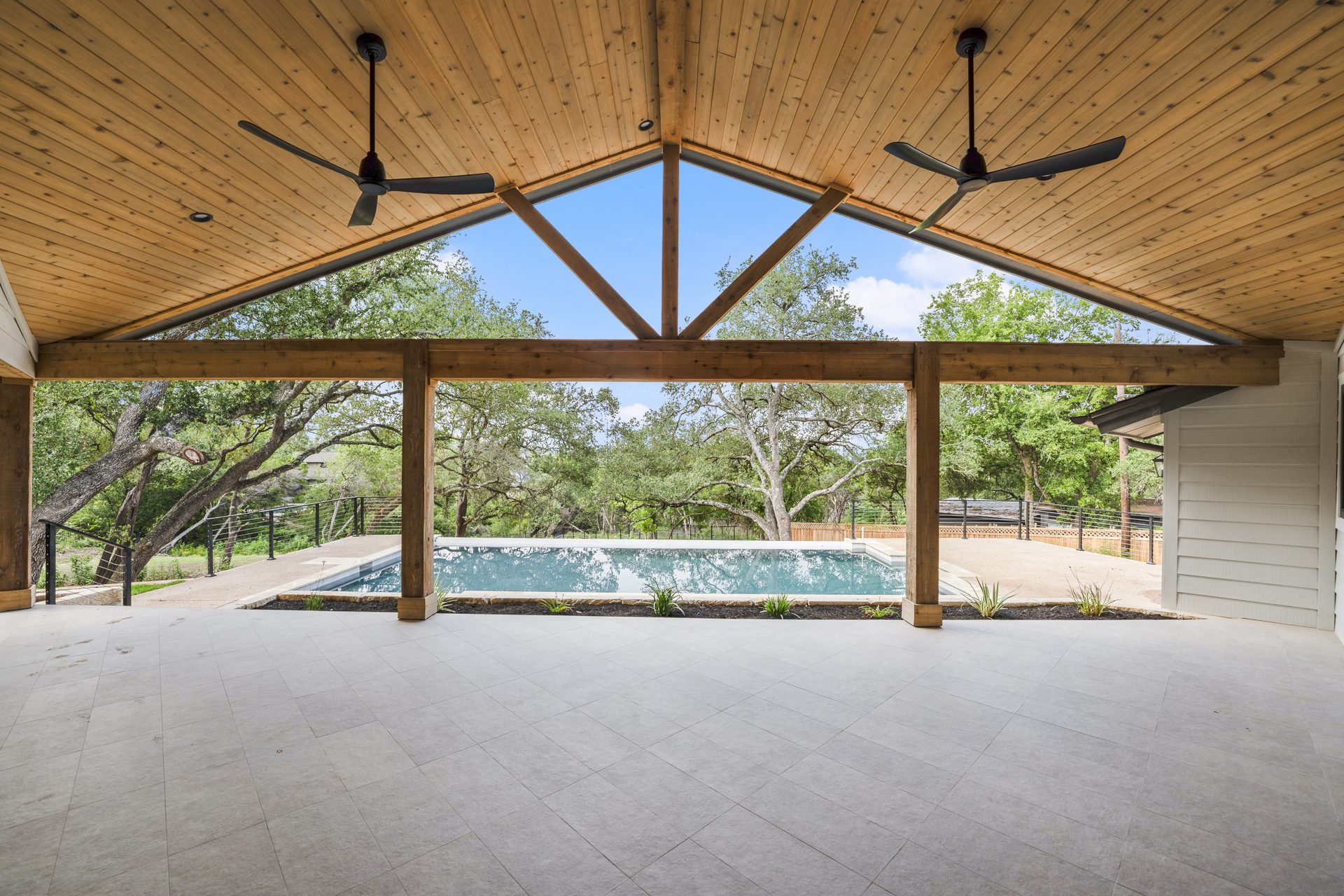 Castle Ridge finished pool and covered patio, Lost Creek, Austin, TX